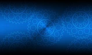 machine, technology, blue background with gears