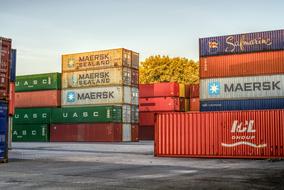 stacks of colorful Containers in Port, germany