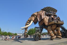 Wooden Elephant Mechanics statue