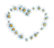 Beautiful floral heart shaped frame at white background