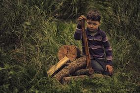 Child Work in forest