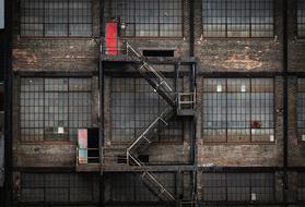 fire escape in an abandoned factory