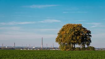 distant view of an industrial plant in the countryside