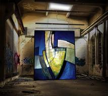 picturesque painting in an abandoned factory