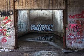 graffiti on an old abandoned factory building