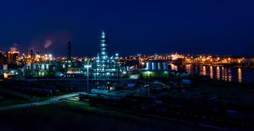 Beautiful Port Arthur, with the colorful lights, in Texas, USA, at the night