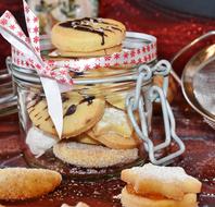 christmas cookies in a transparent jar