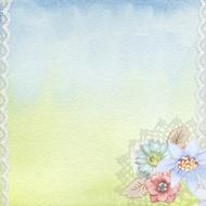 painted three flowers on a vintage card