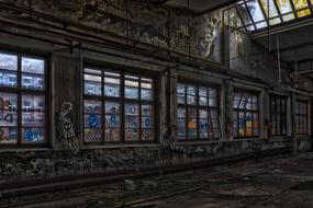 dilapidated interior of an old building