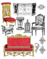 collage vintage furniture drawing