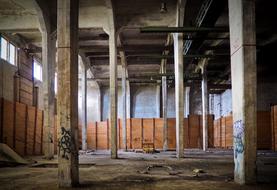 Old warehouse with the pillars inside