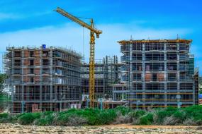 crane and Construction Site Building