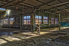 man on Old Abandoned Architecture