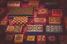 Colorful wooden boxes