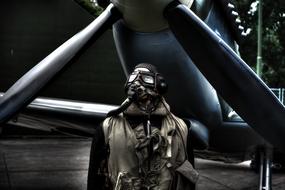 Pilot in helmet Standing at Plane