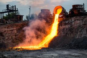 molten iron at an industrial site