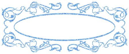 blue label with floral pattern