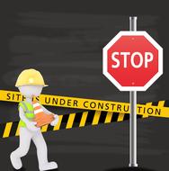 Under Construction Stop sign with white figure