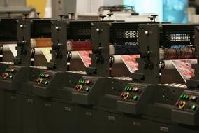 Machines with colorful buttons, for printing industry