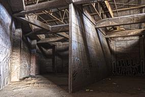 Inside the old, abandoned warehouse, with the light