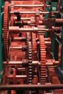 clock mechanism in the bell tower in the White Tower in Hradec-Karlov