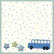 Colorful drawings with the bus and stars