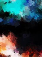 abstract painting blue green drawing