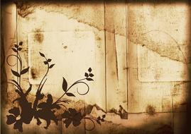 vintage parchment paper silhouette drawing