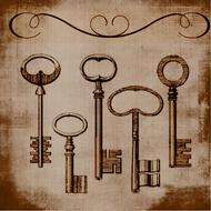 vintage old keys grunges drawing