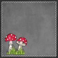 drawing of red mushrooms on a gray background