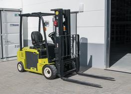 yellow industrial forklift