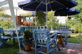 tables and chairs at a garden party