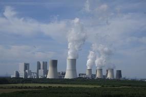 industrial clouds from labor power station in Boxberg, Germany