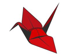 origami crane red bird drawing