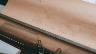 typing on an old typewriter