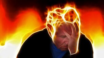 head in flames as a stress