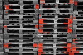 stack of grey wooden Pallets
