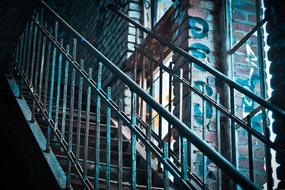 metal staircase of an abandoned factory