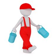 3d man with blue buckets
