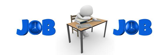 person sleeps on table at job time, 3d render