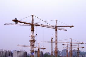 scene with construction cranes