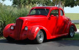 red retro style Car