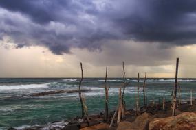 evening photo of tropical coast in Asia