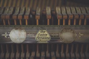 Beautiful, wooden keys of the antique piano