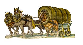drawn horses carrying a cart in Bavaria