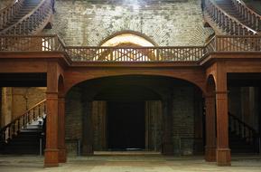 Beautiful old building with the wooden terrace and stairs in Istanbul, Turkey
