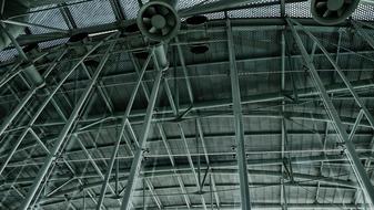 Steel industrial fans on the construction in Lisbon, Portugal