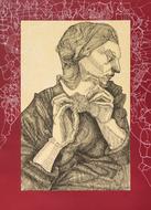 person with crystal, artwork