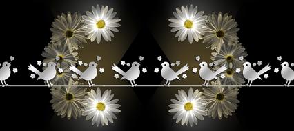 birds and daisies as background