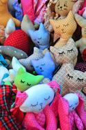 multi-colored plush cats